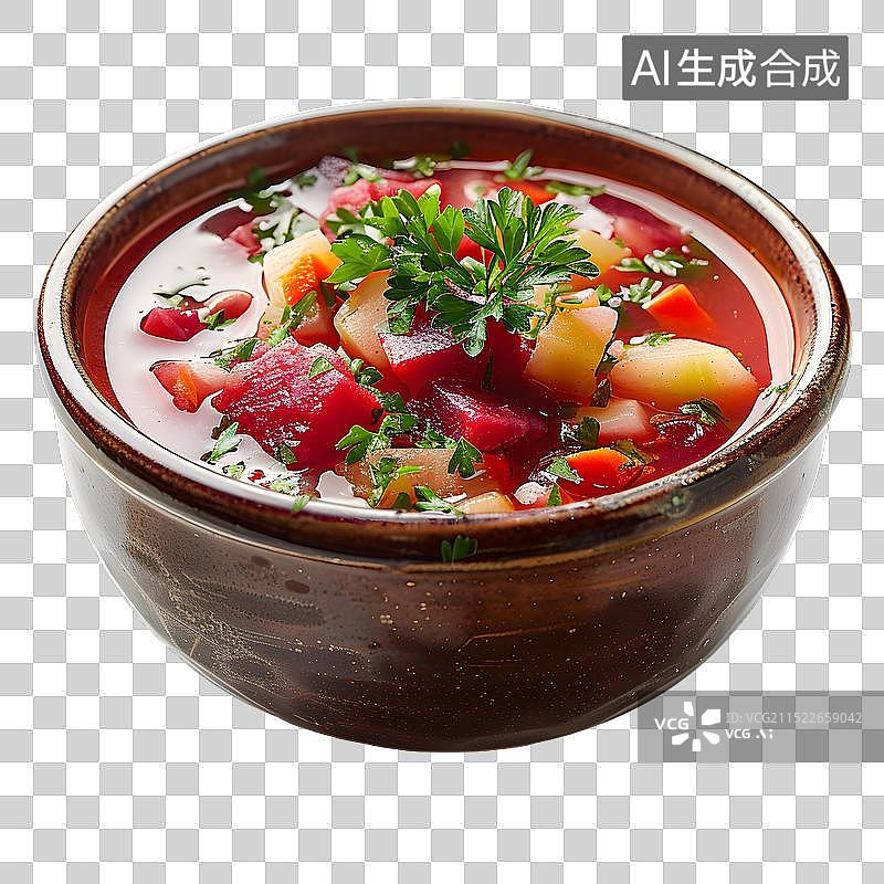 【AI数字艺术】[免抠PNG素材]一碗美味的乌克兰红菜汤图片素材