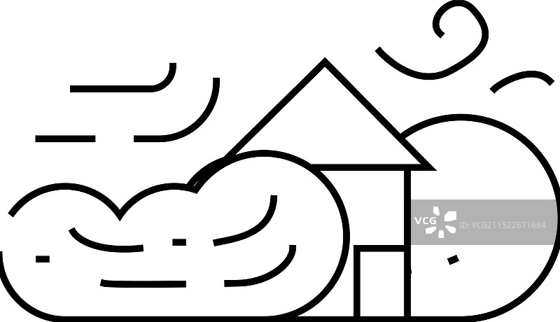 沙尘暴灾害线条图标图片素材