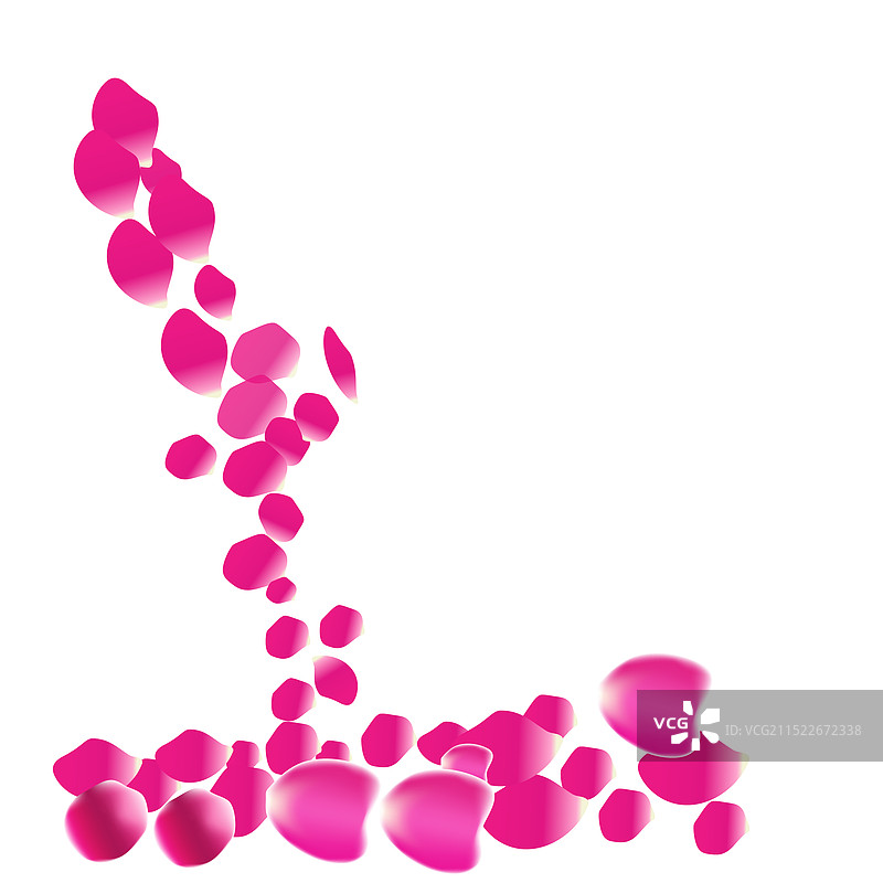 漂浮的红色玫瑰花瓣，背景分离图片素材