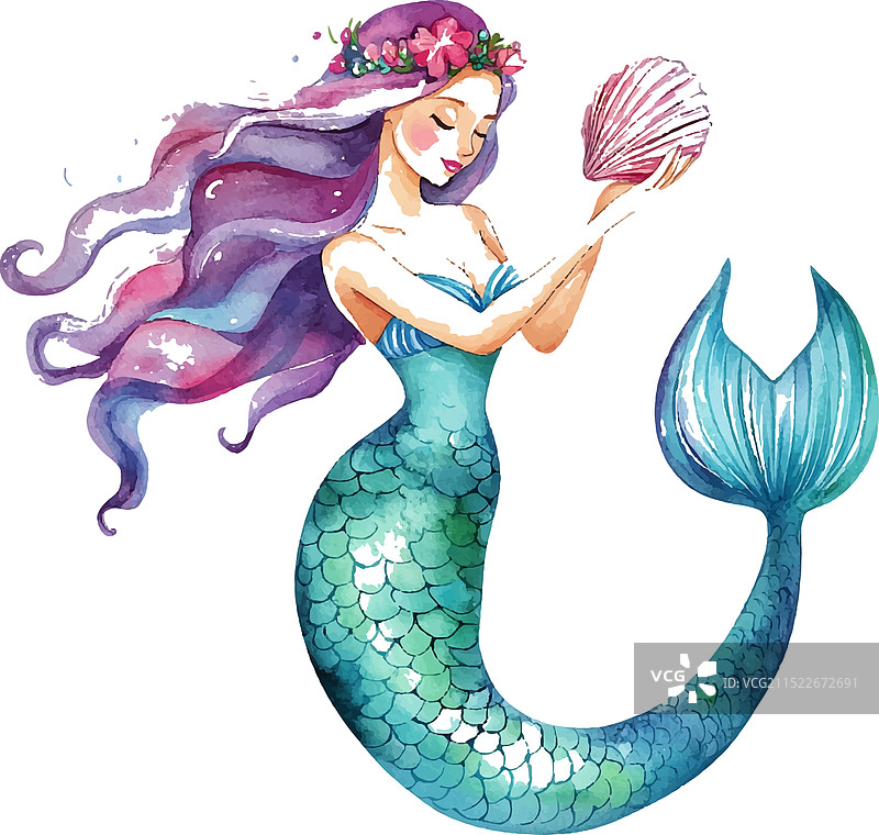 蓝色尾巴的美人鱼图片素材