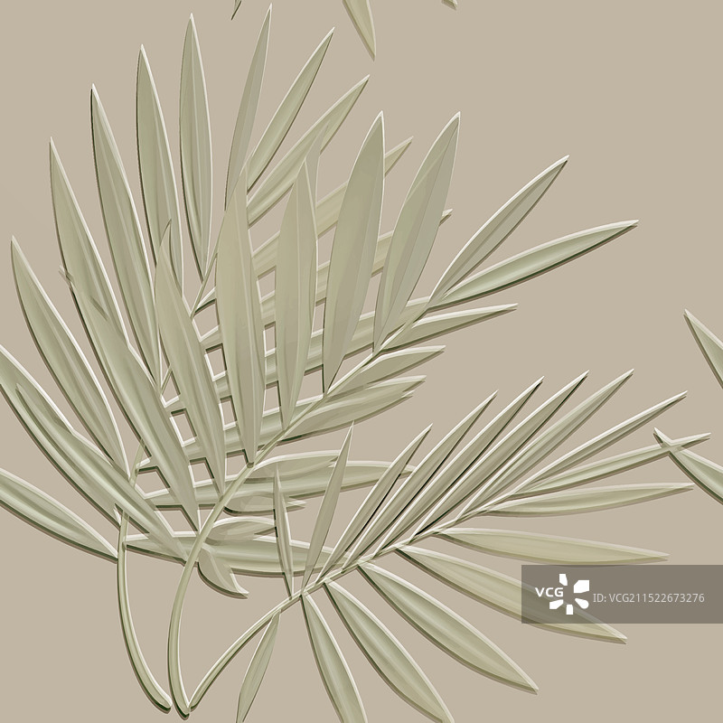 纹理浮雕热带棕榈叶3D无缝图片素材