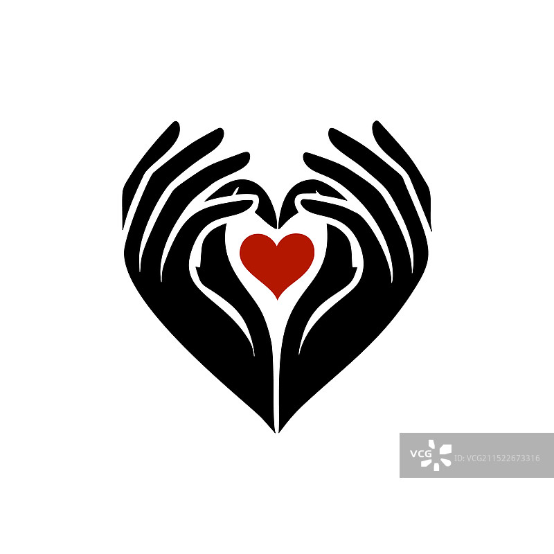 黑色双手剪影，形成心形图片素材