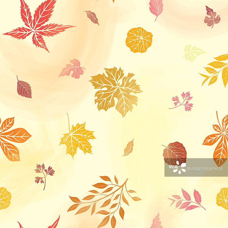 秋叶繁茂自然无缝图案图片素材