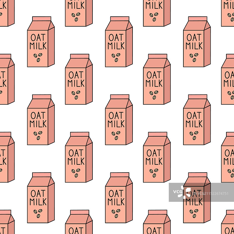 燕麦纯素牛奶盒无缝图案图片素材