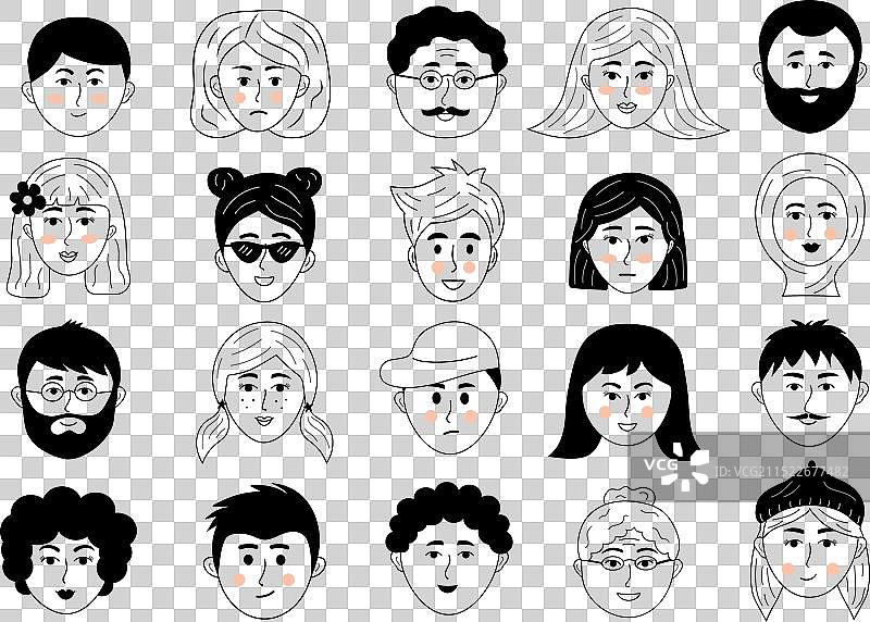 人物头像涂鸦集图片素材