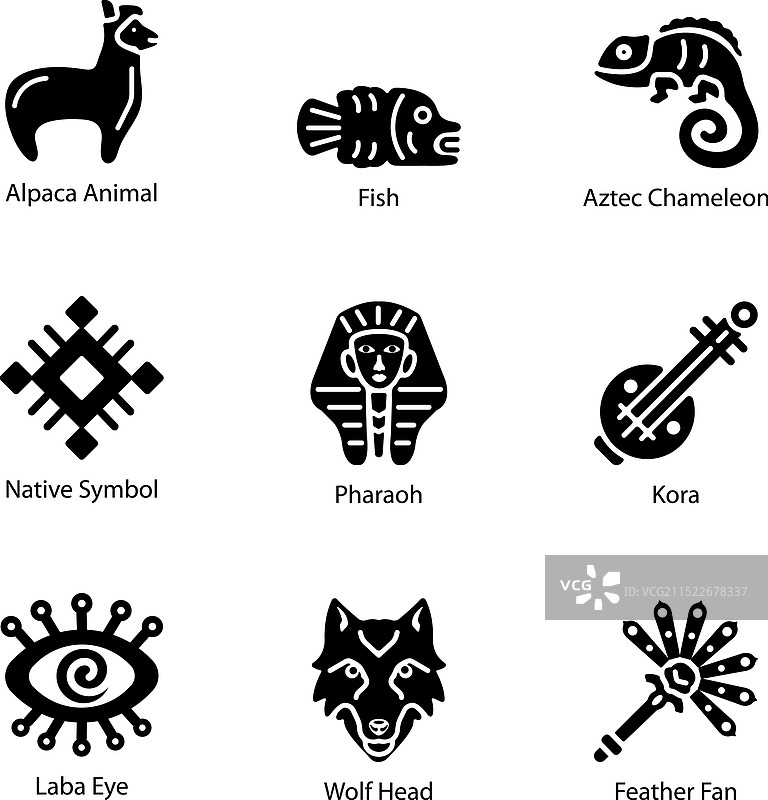阿兹特克符号实体图标合集图片素材