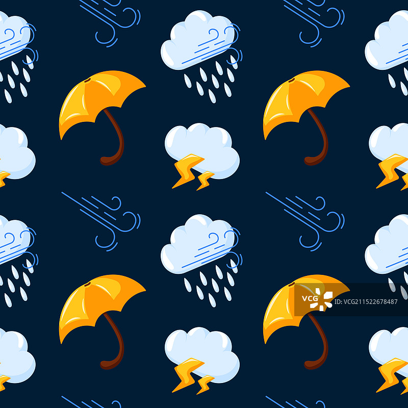 云、雨、闪电无缝图案图片素材