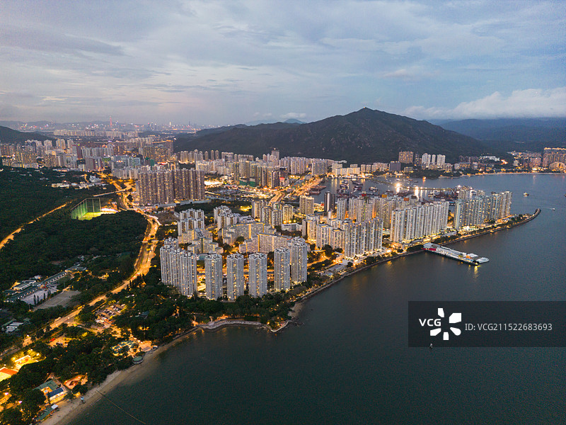 屯門航拍夜景图片素材