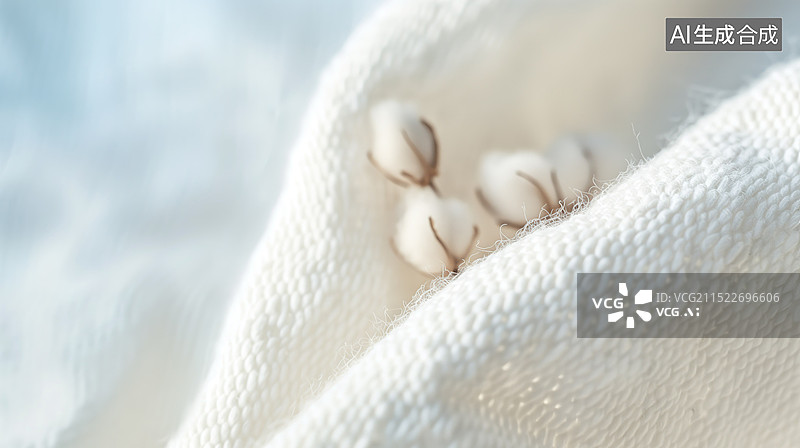 【AI数字艺术】米色棉麻背景和棉花图片素材