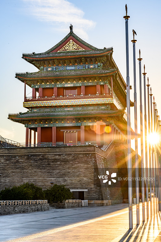 北京中轴线建筑，正阳门城楼与箭楼图片素材