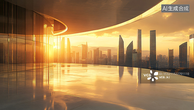 【AI数字艺术】现代城市天际线汽车广告背景图图片素材
