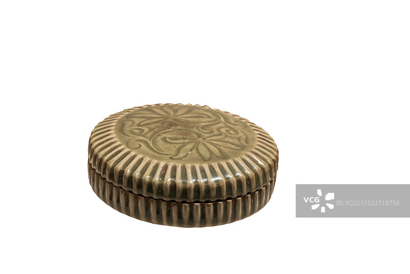 宋代瓷器，青釉刻花瓷盒图片素材