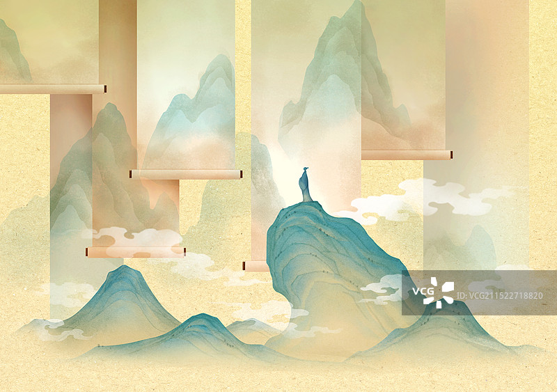 古风山水画背景图片素材