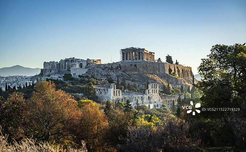 秋季的雅典卫城清晨图片素材