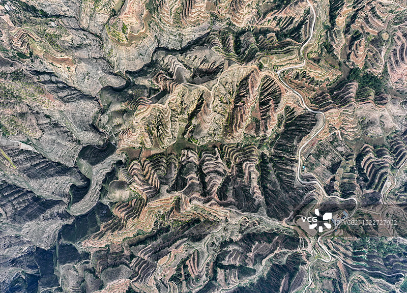 晋陕大峡谷山脉纹理吕梁山黄土高坡地质纹理风光图片素材