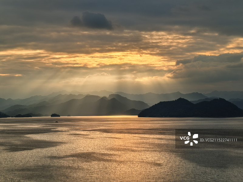 千岛湖霞光图片素材