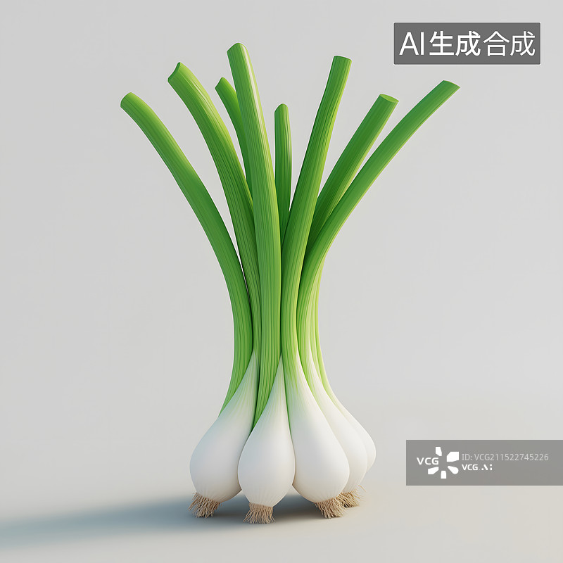 【AI数字艺术】3d 蔬菜 葱 蒜苗 特写图片素材