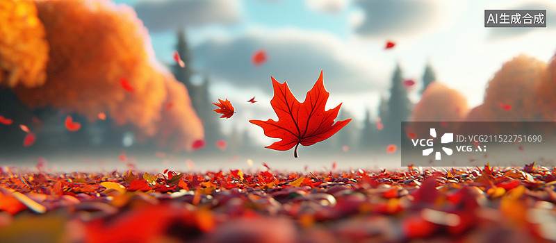 【AI数字艺术】秋天的枫树风景图片素材