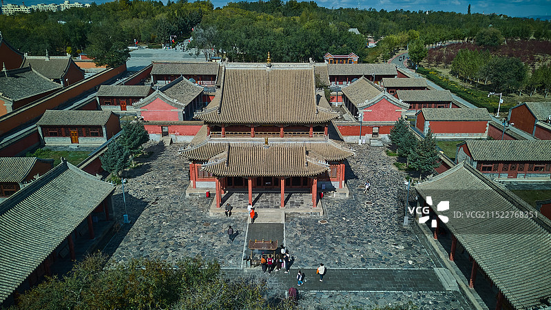 内蒙古锡林浩特贝子庙航拍图片素材