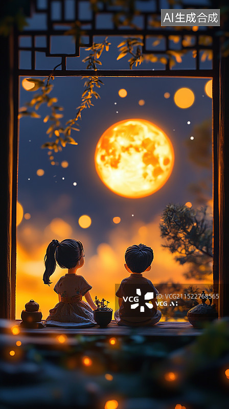 【AI数字艺术】新年烟花里的家庭聚餐图片素材