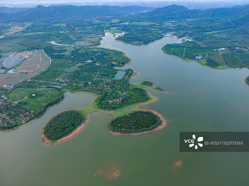广东省阳江市阳东区大沟镇马岗水库任航拍图片素材
