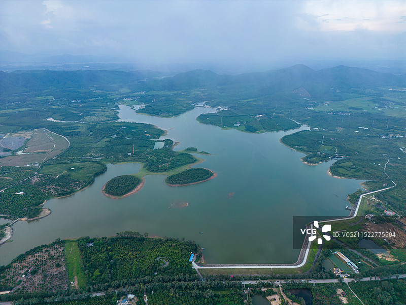 广东省阳江市阳东区大沟镇马岗水库任航拍图片素材