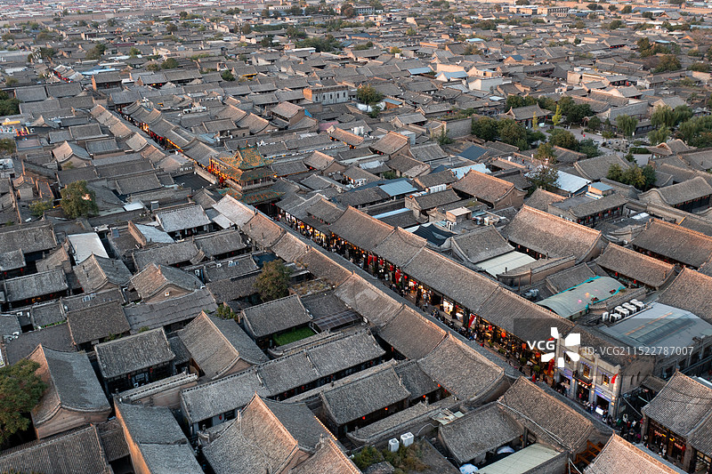 山西平遥古城明清街航拍图片素材
