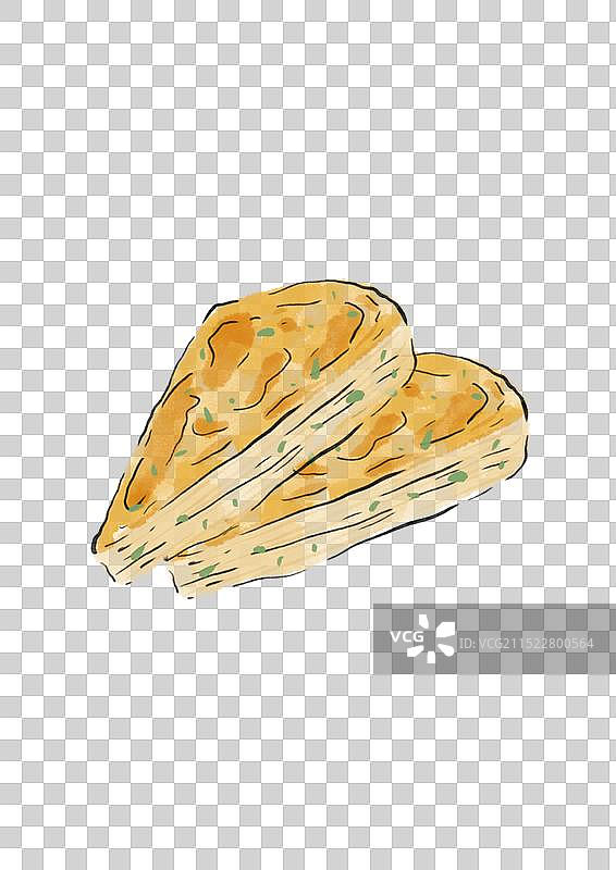 国潮风威海美食插画元素-千层饼图片素材