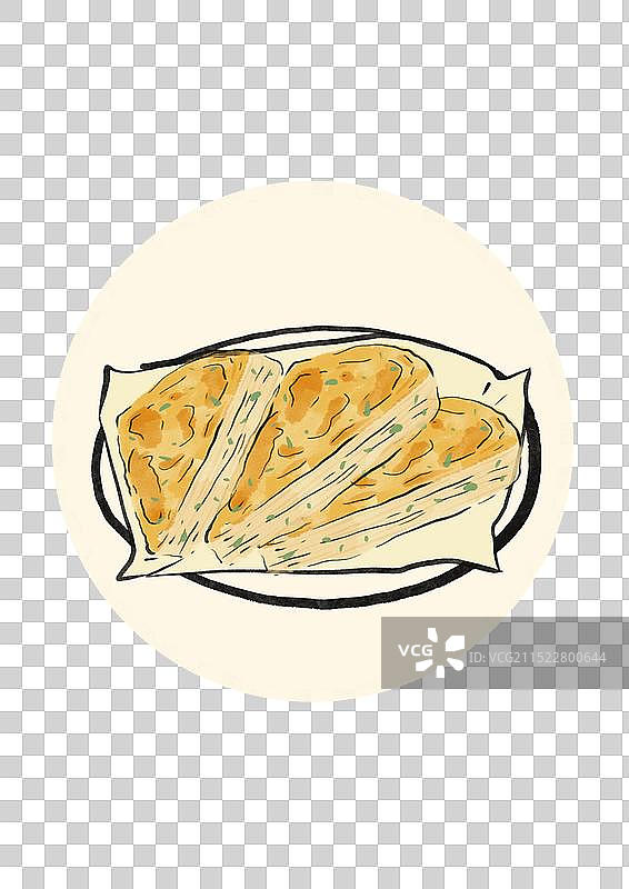国潮风威海美食插画元素-千层饼图片素材