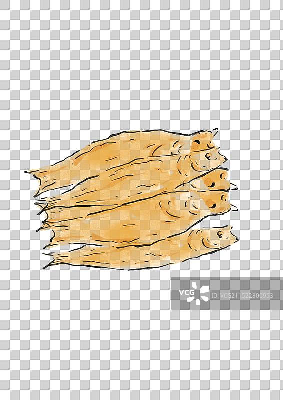 国潮风威海美食插画元素-干炸小黄鱼图片素材