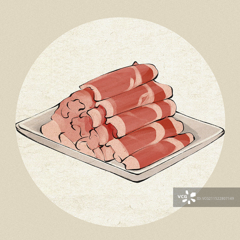 乌珠穆沁羊肉-内蒙古特色美食土特产小吃插画图片素材