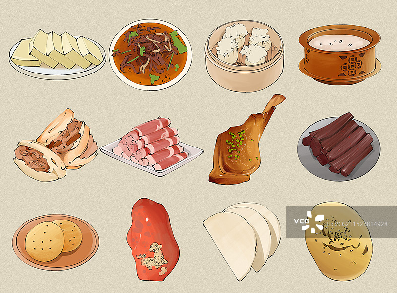 内蒙古特色美食土特产小吃插画图片素材