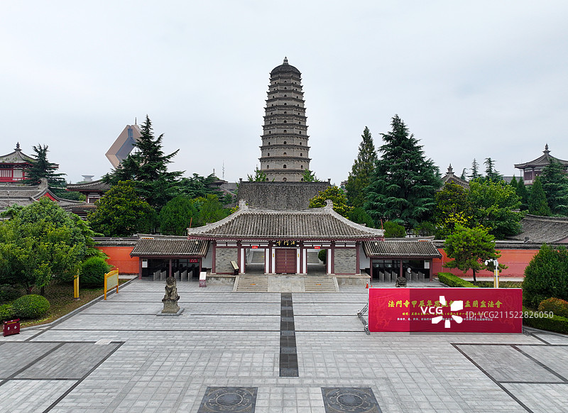 陕西省宝鸡市扶风县法门寺航拍图片素材