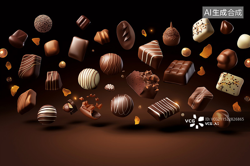 【AI数字艺术】飞溅的巧克力图片素材