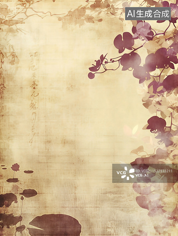 【AI数字艺术】古风水墨简约PPT海报背景图片素材