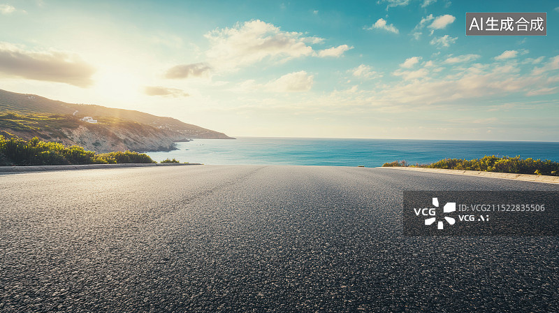 【AI数字艺术】汽车广告背景图-海边的道路图片素材