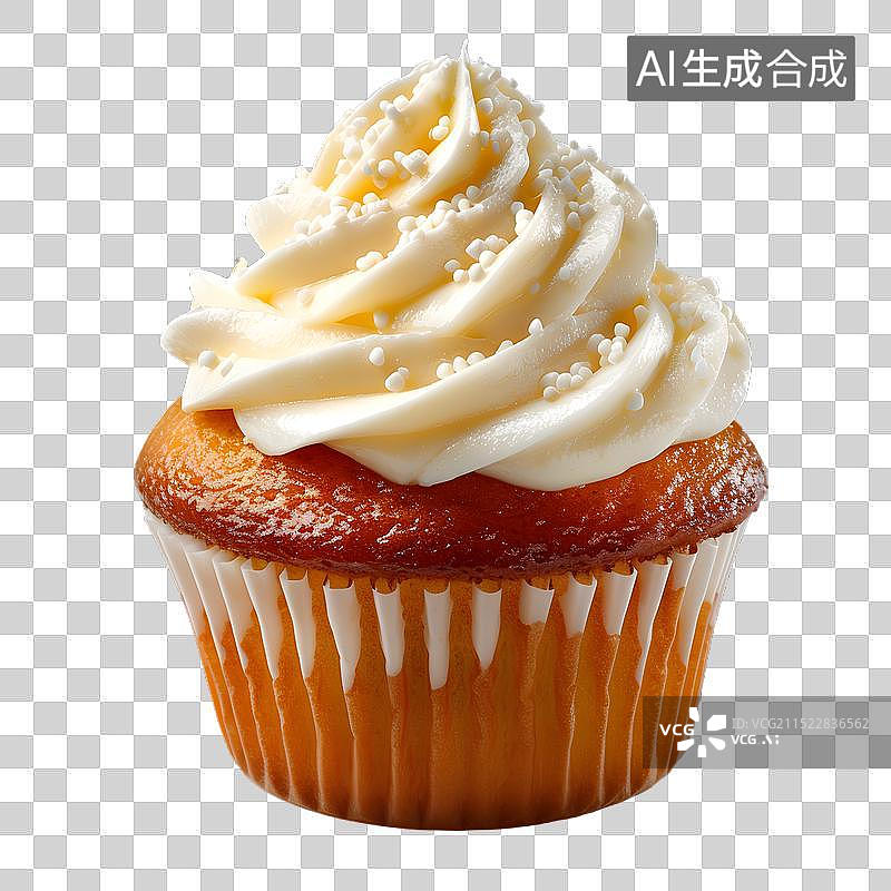 【AI数字艺术】免抠|香草奶油纸杯蛋糕图片素材