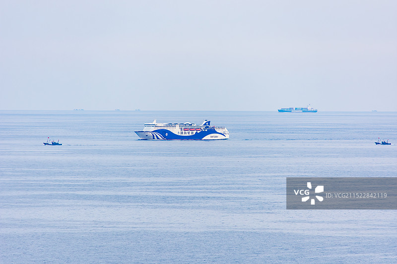 辽宁省大连市棒锤岛风景区的景色，渤海轮渡图片素材