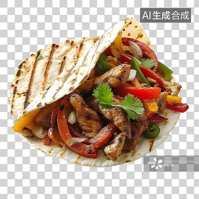 【AI数字艺术】免抠|烤鸡肉法士达卷饼图片素材