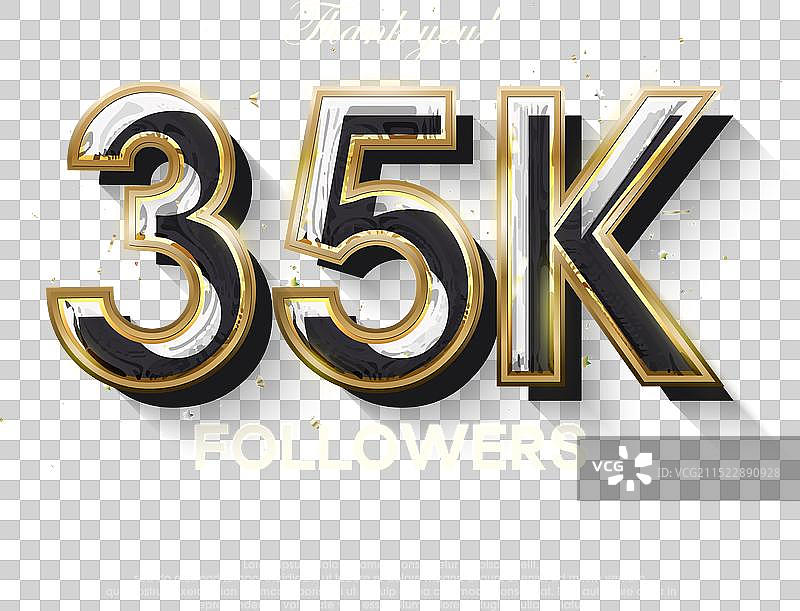 金色线条感谢3.5万粉丝图片素材