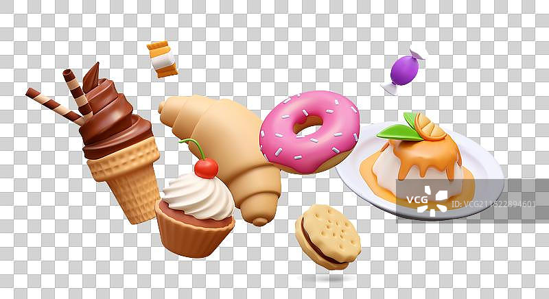 糖果意式奶冻牛角面包甜甜圈图片素材