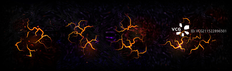 黑色背景上的熔岩裂缝图片素材