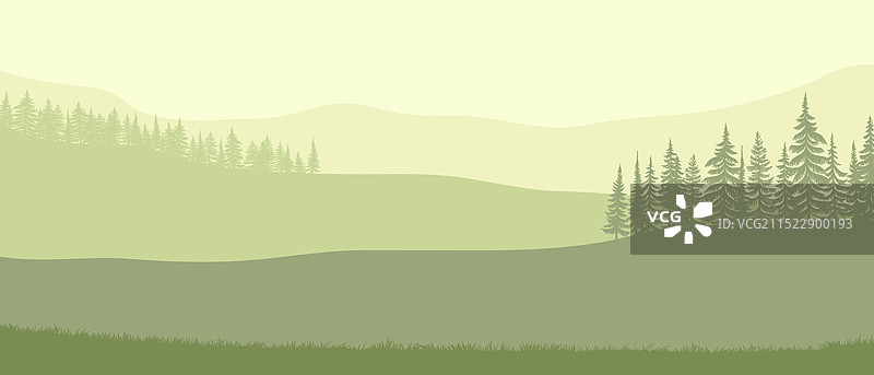 冷杉树风景绘画图片素材