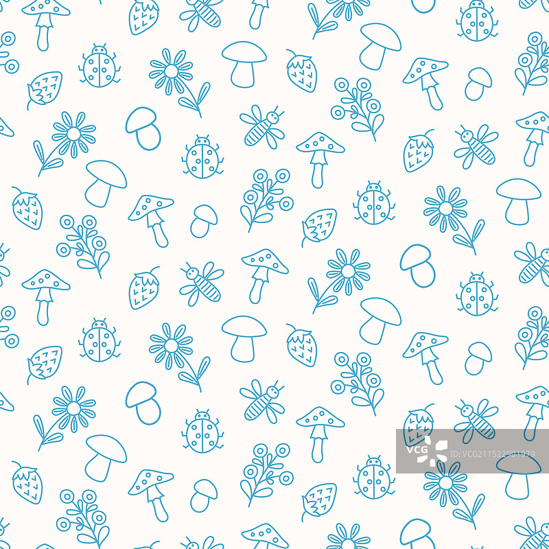 森林蘑菇无缝图案图片素材