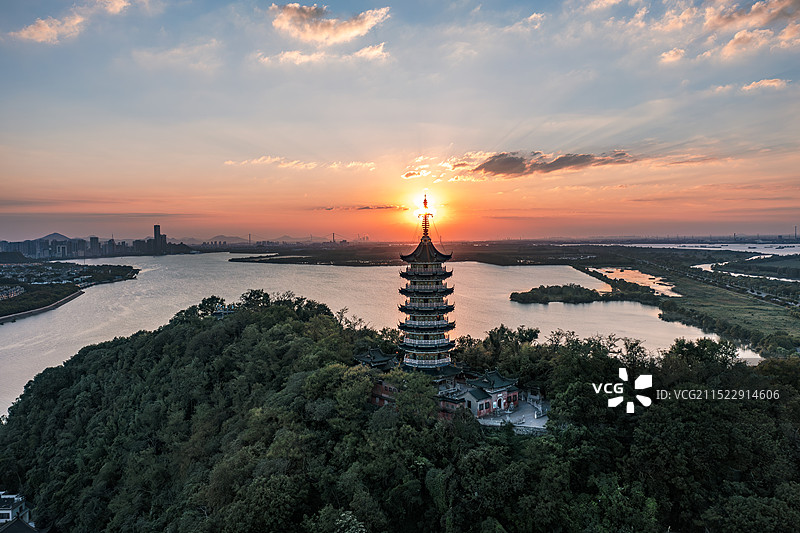 万佛塔日落图片素材