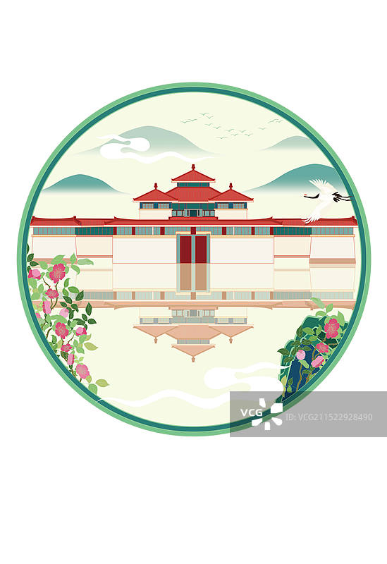 国风地标城市风光矢量插画系列—国潮风 北京市 北京市西周燕都遗址博物馆图片素材