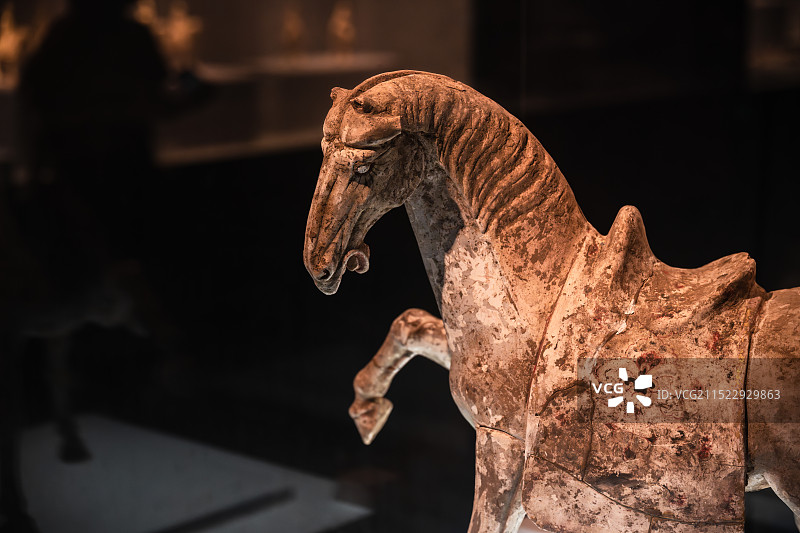 洛阳博物馆彩绘贴金陶马图片素材