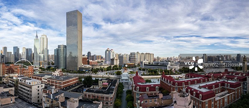 天津海河风景世纪钟广场城市风光航拍图片素材