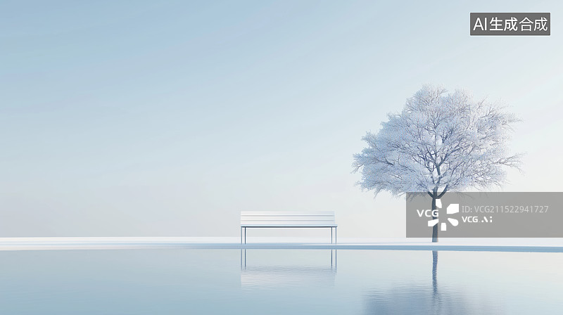 【AI数字艺术】宁静的湖面极简场景图片素材