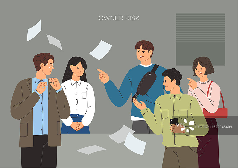 应对愤怒人群的上班族图片素材